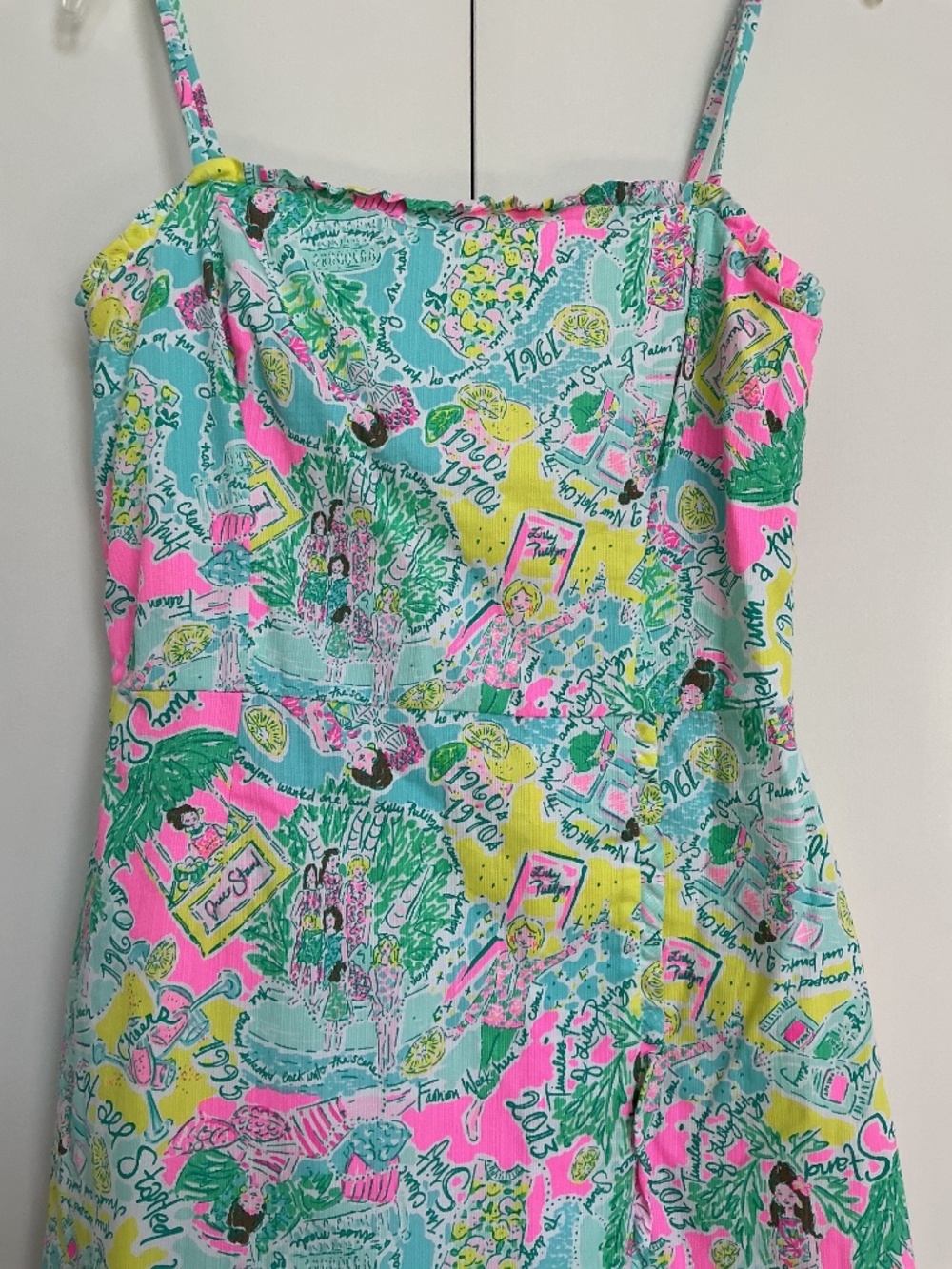 Lilly Pulitzer sz 4 Jesse Ruffle Romper Pop Up in the Beginning - Picture 2 of 12